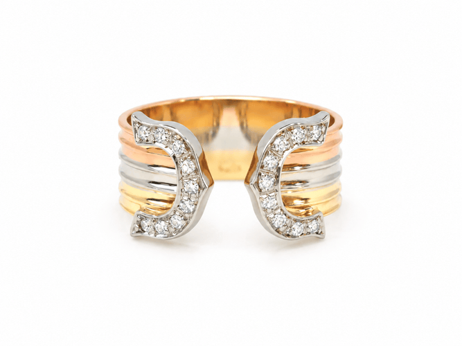 Bague 52 Bague trois ors 18 carats et diamants taille brillant, 0,18 ct 58 Facettes 33869