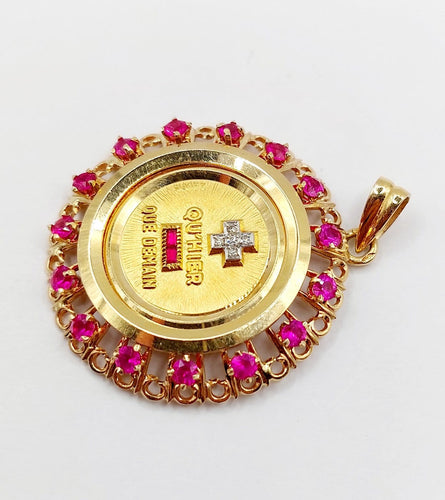 Pendentif Augis - Pendentif médaille d’amour en or 18k, diamants et rubis 58 Facettes A08047