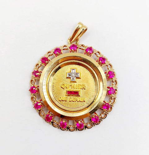 Pendentif Augis - Pendentif médaille d’amour en or 18k, diamants et rubis 58 Facettes A08047