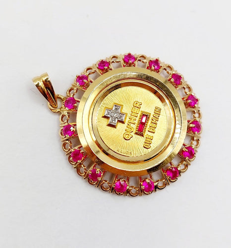 Pendentif Augis - Pendentif médaille d’amour en or 18k, diamants et rubis 58 Facettes A08047