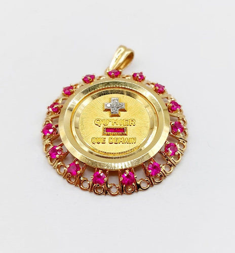 Pendentif Augis - Pendentif médaille d’amour en or 18k, diamants et rubis 58 Facettes A08047