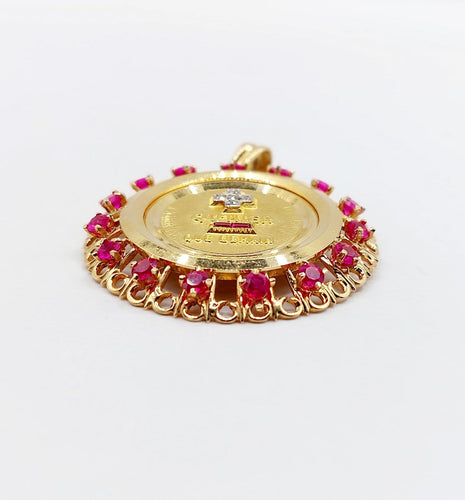 Pendentif Augis - Pendentif médaille d’amour en or 18k, diamants et rubis 58 Facettes A08047