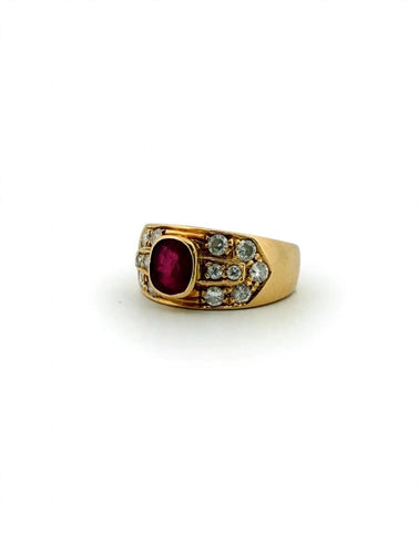 Bague 53 Bague en or jaune 18 carats, rubis et diamants 58 Facettes 605/26 B