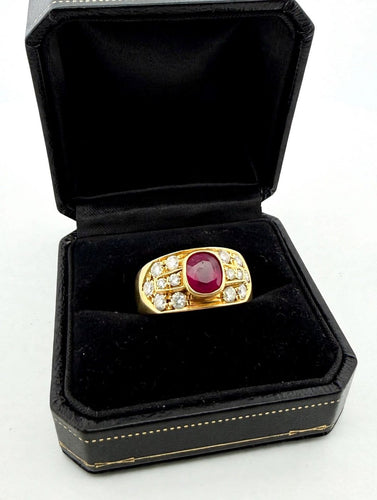 Bague 53 Bague en or jaune 18 carats, rubis et diamants 58 Facettes 605/26 B