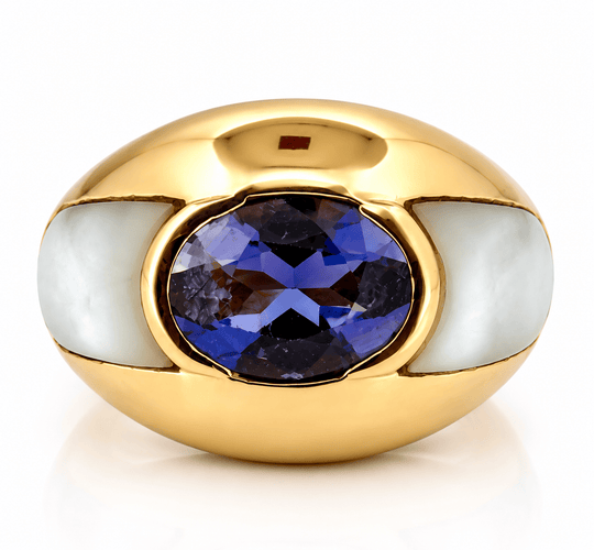 Bague 54 Mauboussin - Bague dôme vintage en or jaune 18 carats, iolite et nacre 58 Facettes 91092