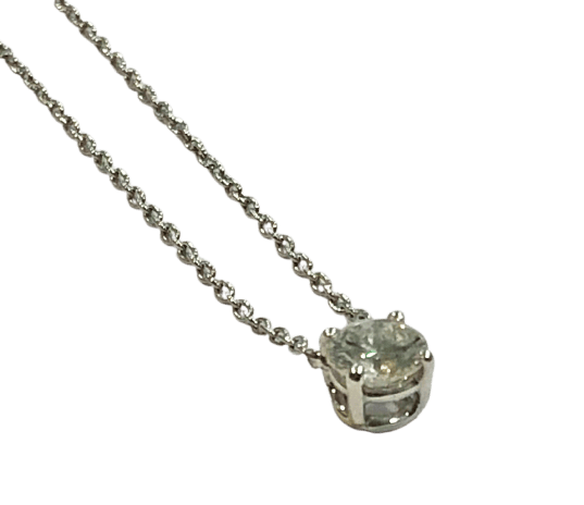 Collier Collier solitaire diamant en or blanc 18k 58 Facettes 21017