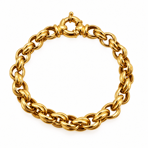 Bracelet Bracelet à mailles doubles en or jaune 18 carats 58 Facettes Bracelet en or jaune 18 carats à Mailles Doubles