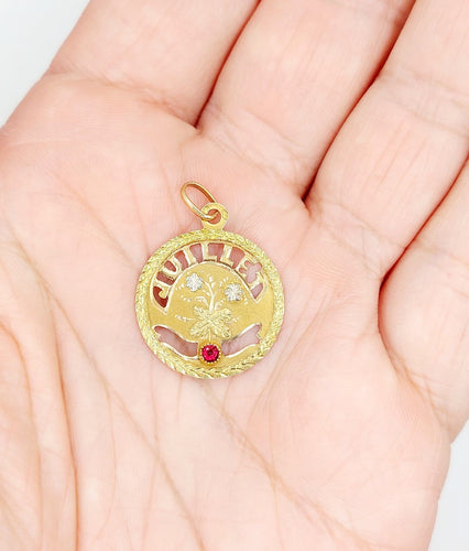 Pendentif Médaille - Or 18k, pierre rouge, style Art nouveau, vers 1900 58 Facettes A07970
