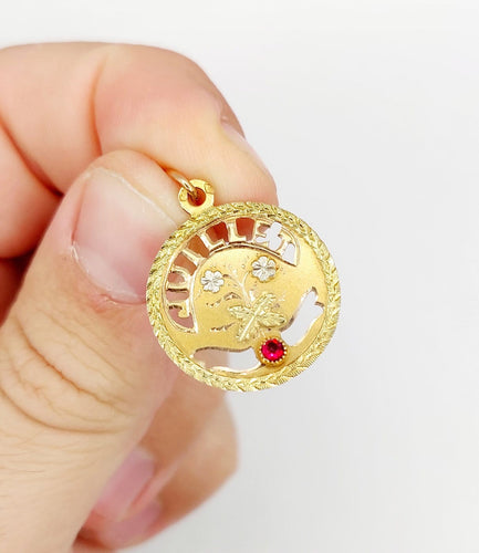 Pendentif Médaille - Or 18k, pierre rouge, style Art nouveau, vers 1900 58 Facettes A07970