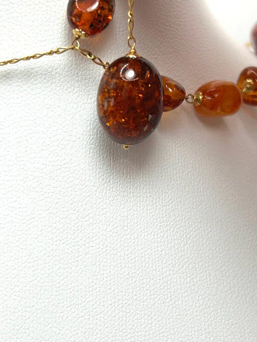 Boucles d'oreilles Parure italienne vintage - Or jaune 18k et ambre naturel 58 Facettes Parure Ambra