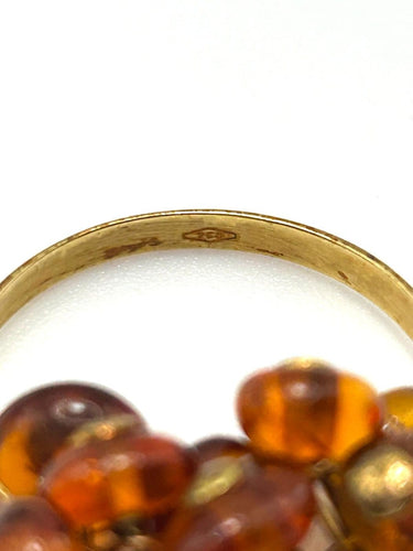 Boucles d'oreilles Parure italienne vintage - Or jaune 18k et ambre naturel 58 Facettes Parure Ambra