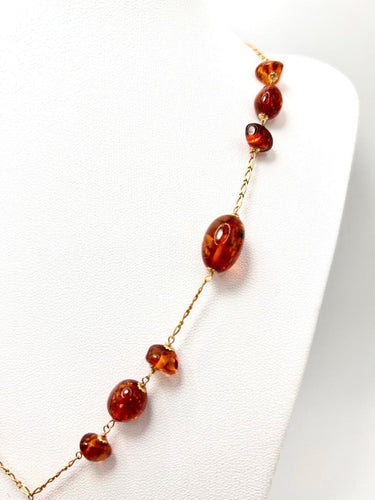 Boucles d'oreilles Parure italienne vintage - Or jaune 18k et ambre naturel 58 Facettes Parure Ambra