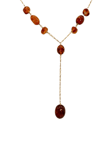 Boucles d'oreilles Parure italienne vintage - Or jaune 18k et ambre naturel 58 Facettes Parure Ambra