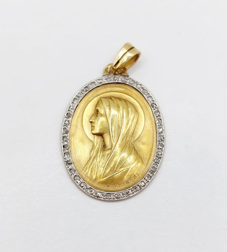 Pendentif Paul Brandt - Médaille religieuse en or 18k, diamants taille rose 58 Facettes A07967