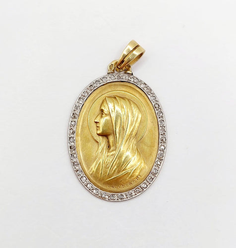 Pendentif Paul Brandt - Médaille religieuse en or 18k, diamants taille rose 58 Facettes A07967