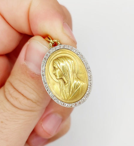 Pendentif Paul Brandt - Médaille religieuse en or 18k, diamants taille rose 58 Facettes A07967
