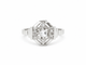 Bague 54 Bague octogonale Art déco en or blanc 18 carats, platine et diamants taille rose 58 Facettes 33866