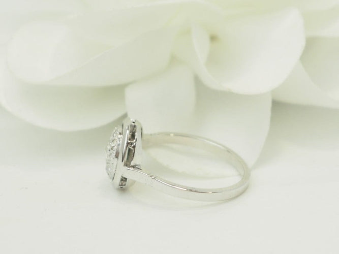 Bague 53.5 Art déco - Bague ancienne en or blanc 18 carats et platine, diamants taille rose 58 Facettes 33865