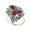 Bague 59 Bague - Rubis, émeraudes et diamants en or blanc 14 ct 58 Facettes 37784