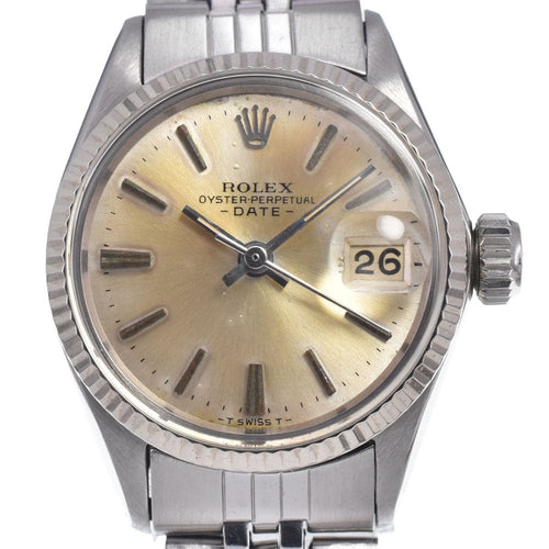 Montre Rolex - Montre Oyster Perpetual Date automatique en acier inoxydable et or blanc 58 Facettes a9x850ypjz