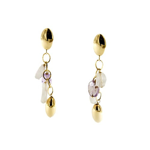 Boucles d'oreilles Boucles d’oreilles pendantes en or 18 ct avec quartz rose et améthystes 58 Facettes 29106