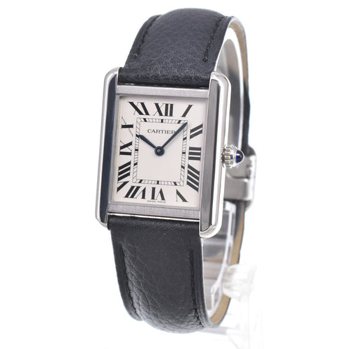 Montre Cartier - Montre Tank Solo à quartz en acier inoxydable et cuir 58 Facettes t96h8fbrif