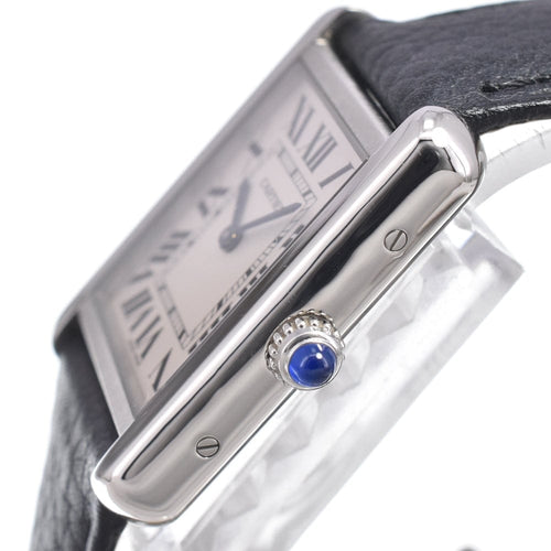 Montre Cartier - Montre Tank Solo à quartz en acier inoxydable et cuir 58 Facettes t96h8fbrif