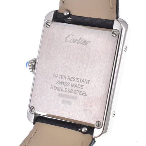 Montre Cartier - Montre Tank Solo à quartz en acier inoxydable et cuir 58 Facettes t96h8fbrif
