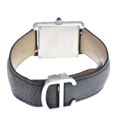 Montre Cartier - Montre Tank Solo à quartz en acier inoxydable et cuir 58 Facettes t96h8fbrif