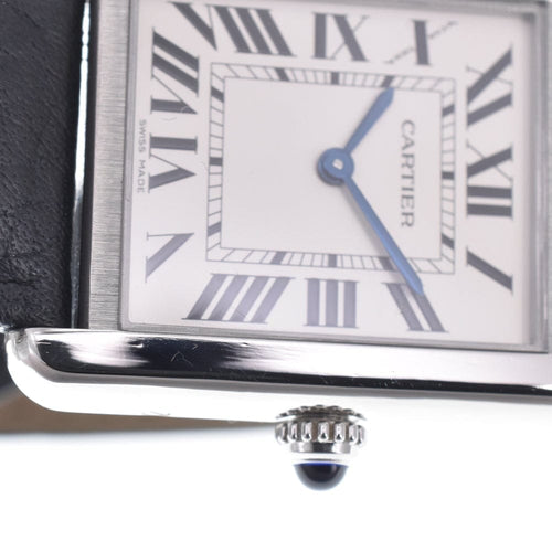 Montre Cartier - Montre Tank Solo à quartz en acier inoxydable et cuir 58 Facettes t96h8fbrif