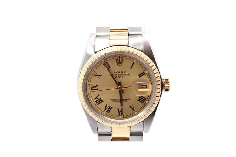 Montre Rolex Oyster Perpetual Date - Montre automatique 34 mm or et acier 58 Facettes 27486