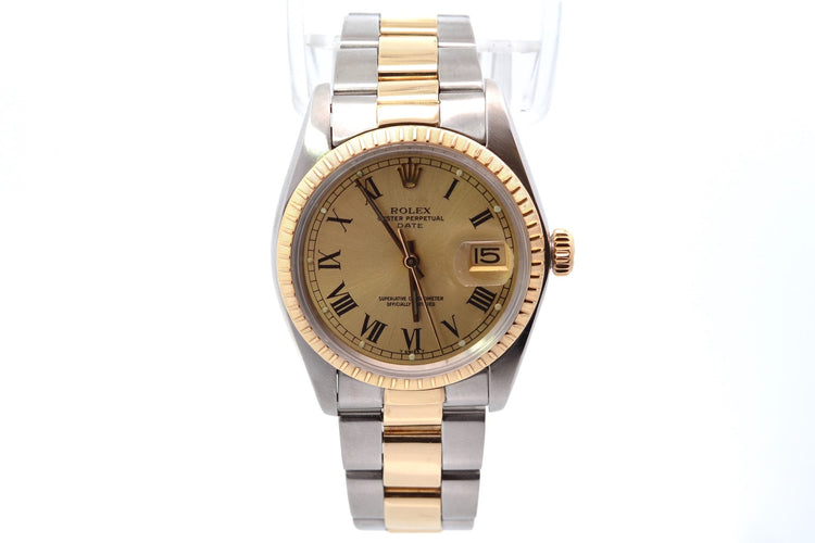 Montre Rolex Oyster Perpetual Date - Montre automatique 34 mm or et acier 58 Facettes 27486