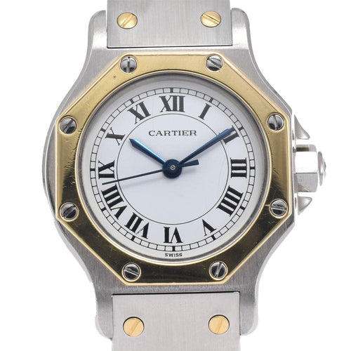 Montre Cartier - Montre Santos de Cartier Octagon automatique en acier et or jaune 58 Facettes idn5zid2uu