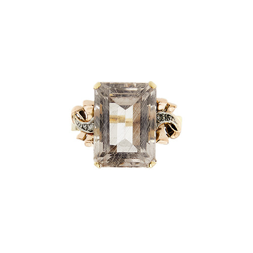 Bague 54 Bague cocktail en or jaune, rose et blanc 18 ct avec morganite et diamants 58 Facettes 37785