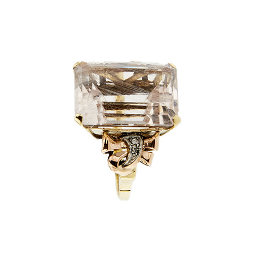 Bague 54 Bague cocktail en or jaune, rose et blanc 18 ct avec morganite et diamants 58 Facettes 37785