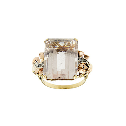 Bague 54 Bague cocktail en or jaune, rose et blanc 18 ct avec morganite et diamants 58 Facettes 37785