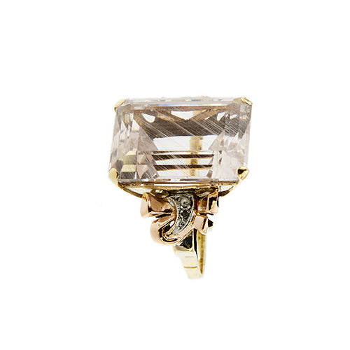 Bague 54 Bague cocktail en or jaune, rose et blanc 18 ct avec morganite et diamants 58 Facettes 37785