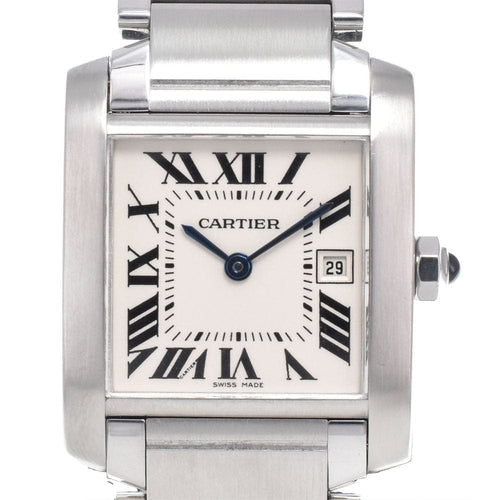 Montre Cartier - Montre Tank Française à quartz en acier inoxydable et or rose, nacre 58 Facettes fid9c4ryvk