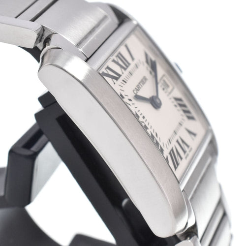 Montre Cartier - Montre Tank Française à quartz en acier inoxydable et or rose, nacre 58 Facettes fid9c4ryvk