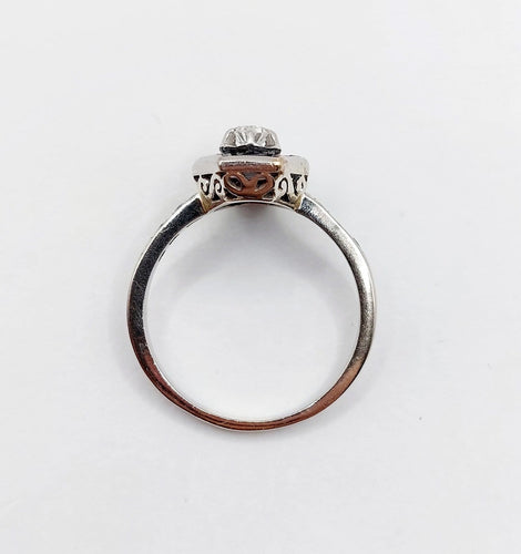 Bague 60.5 Bague marquise Art déco en or blanc 18k, diamant taille ancienne et saphirs synthétiques 58 Facettes A08032