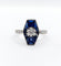 Bague 60.5 Bague marquise Art déco en or blanc 18k, diamant taille ancienne et saphirs synthétiques 58 Facettes A08032