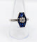Bague 60.5 Bague marquise Art déco en or blanc 18k, diamant taille ancienne et saphirs synthétiques 58 Facettes A08032
