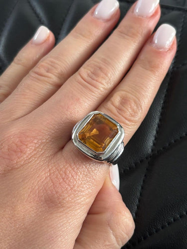 Bague 56 Bague en or blanc 18 carats avec citrine estimée à 9 carats 58 Facettes Bague-0036