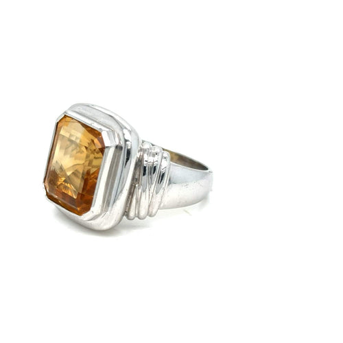 Bague 56 Bague en or blanc 18 carats avec citrine estimée à 9 carats 58 Facettes Bague-0036