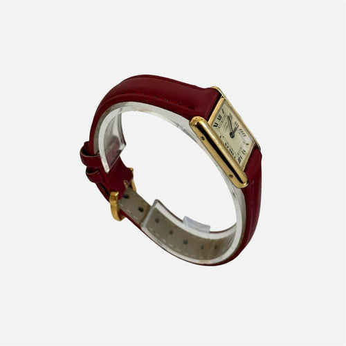 Montre Cartier - Montre Tank Must de Cartier vintage en vermeil, bracelet en cuir rouge 58 Facettes LV190