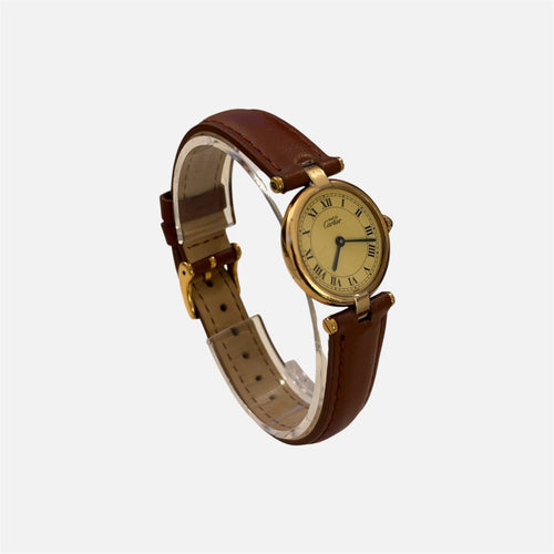 Montre Cartier - Montre Vendôme 24 mm en vermeil, cadran champagne 58 Facettes LV195
