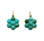Boucles d'oreilles Dormeuses marguerite en or rose 18k et turquoises, vers 1900 58 Facettes A08026