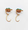 Boucles d'oreilles Dormeuses marguerite en or rose 18k et turquoises, vers 1900 58 Facettes A08026
