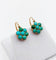 Boucles d'oreilles Dormeuses marguerite en or rose 18k et turquoises, vers 1900 58 Facettes A08026