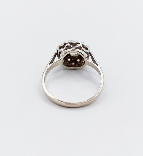 Bague 53 Bague marguerite Art déco en or blanc 18k et diamants taille rose 58 Facettes A08030